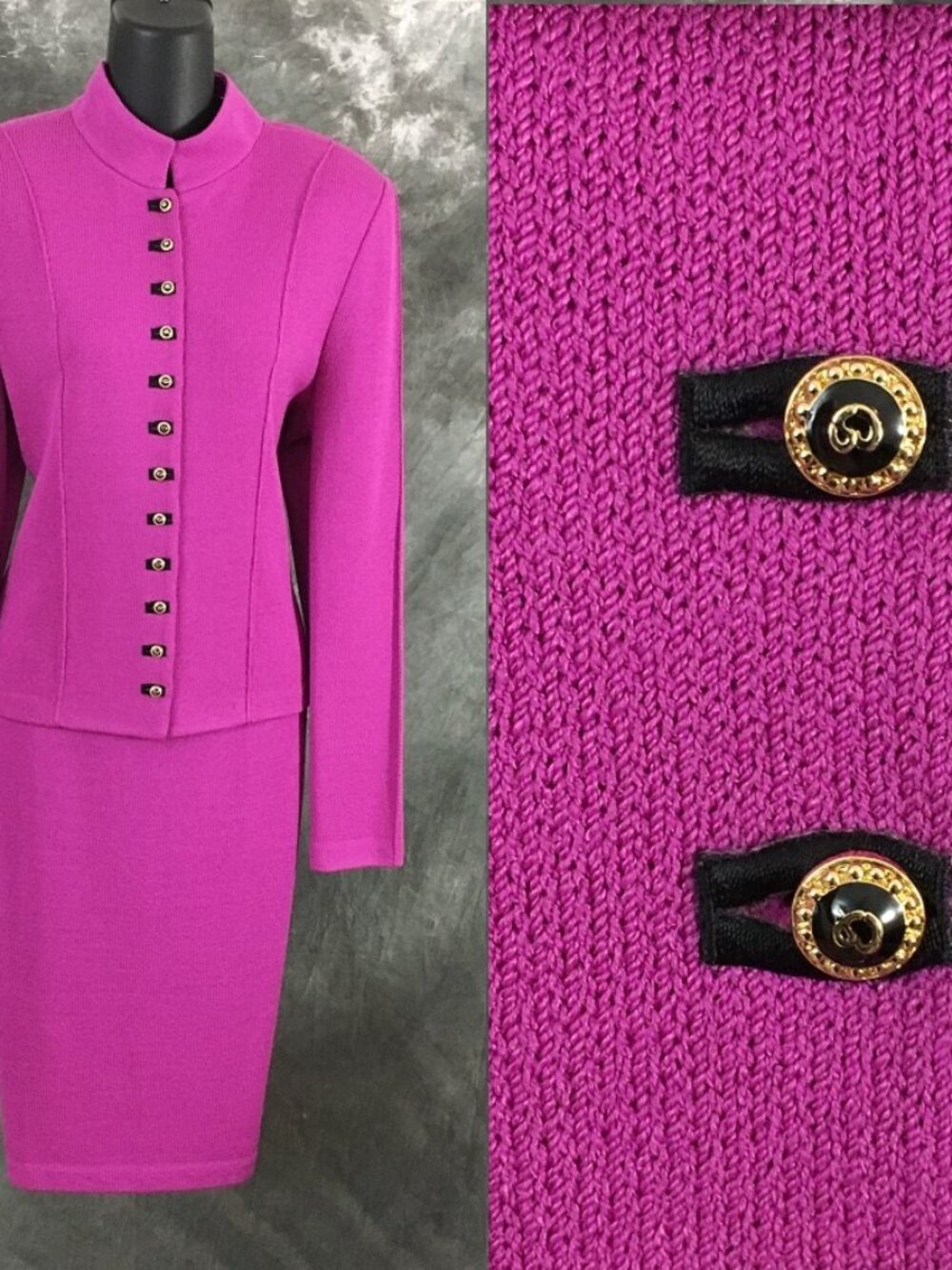 NWT NEW st john collection knit wild orchid jacket skirt suit size 8 10